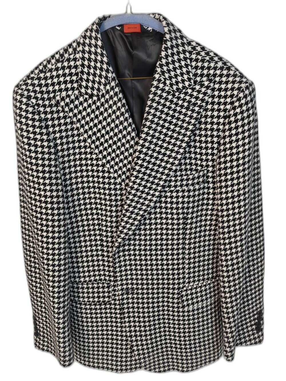 Linea Uomo Men's 48R Black White Houndstooth Sport Coat Blazer 2 Button Classic